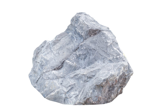 特写大石头孤立在白色背景。大石头有弯曲的路径。图片下载