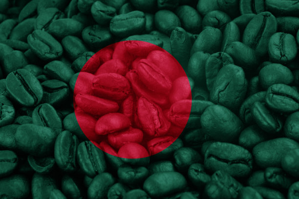 背景咖啡豆上的孟加拉国国旗图片下载