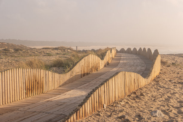 葡萄牙奥瓦尔市的Furadouro，人行道是通往海滩的通道图片下载