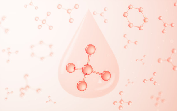 玻璃分子结构，生物技术概念，三维渲染。图片下载