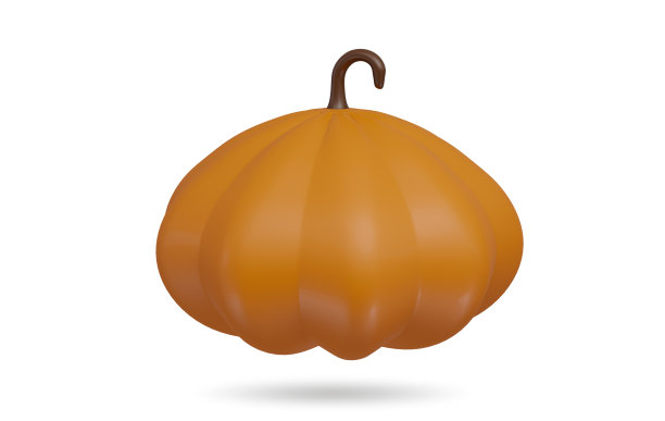 抽象的3 d南瓜。万圣节南瓜孤立在白色背景与修剪路径。图片下载