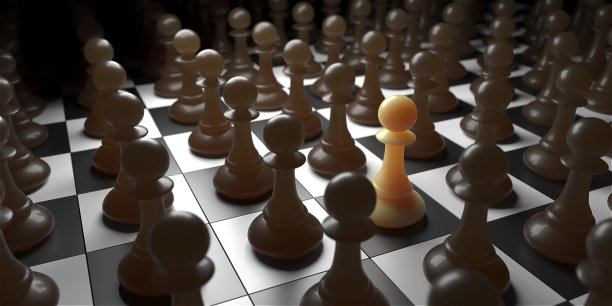 象棋棋子突出。领导的概念图片下载