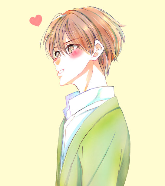 一个穿着开衫的清爽男子的插图图片下载