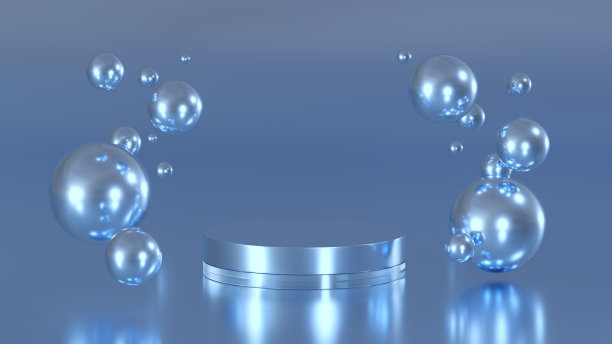 化妆品陈列架。蓝色的背景图片下载