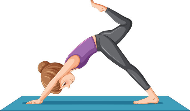 女子在垫子上练习瑜伽图片下载