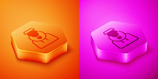 等距僧人图标孤立在橙色和粉色图片下载