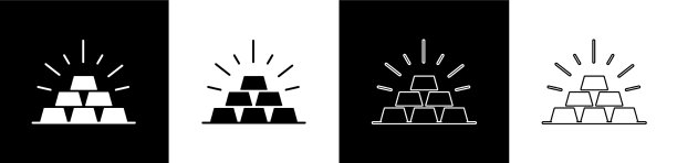 设置金条图标隔离在黑色和白色图片下载