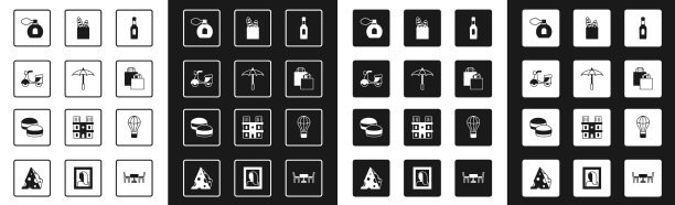 为沙滩滑板车准备香槟瓶伞图片下载