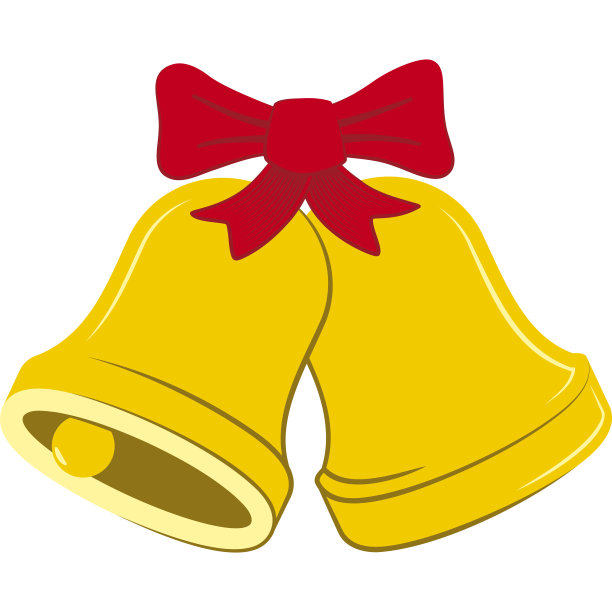 两个黄色的圣诞铃铛图片下载