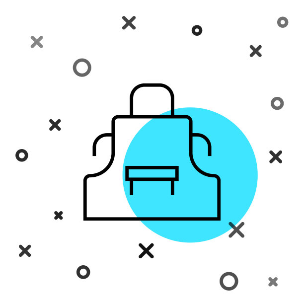 黑线厨房围裙图标隔离在白色图片下载