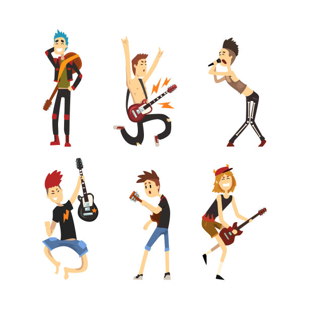 摇滚音乐家在弹奏吉他和唱歌图片下载