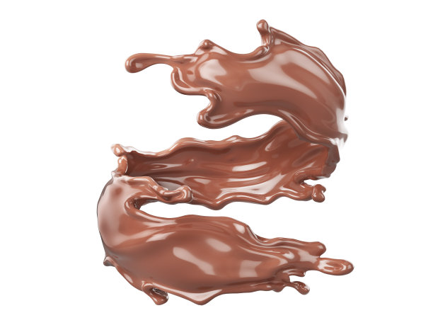 白色背景上孤立的巧克力飞溅。三维演示图片下载