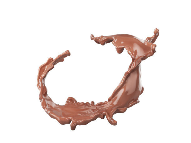 白色背景上孤立的巧克力飞溅。三维演示图片下载
