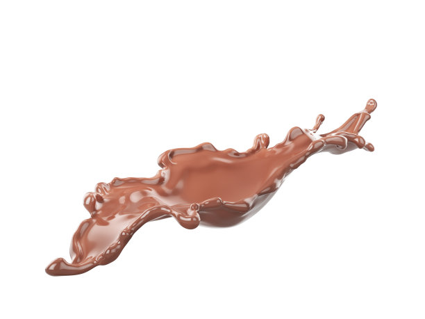 白色背景上孤立的巧克力飞溅。三维演示图片下载