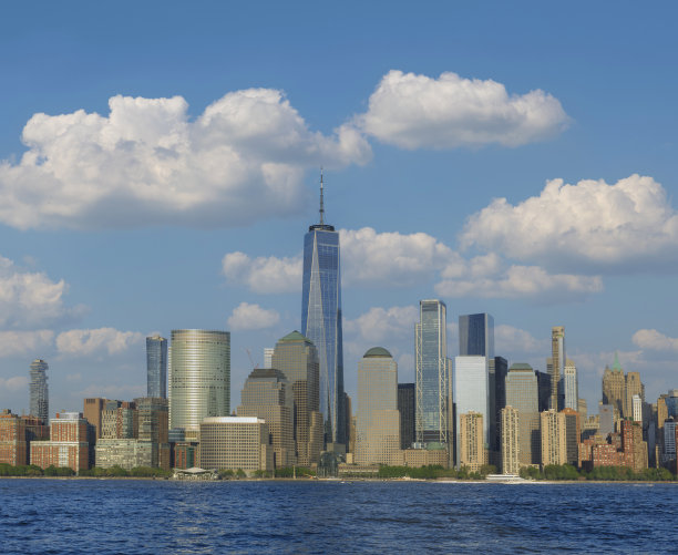 纽约市天际线曼哈顿下城和自由塔图片下载