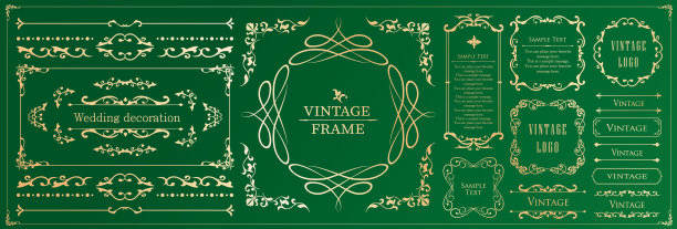 圣诞主题框架设计套装。华丽优雅的设计材料图片下载