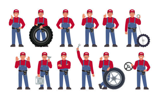 一组不同姿势的技术员图片下载