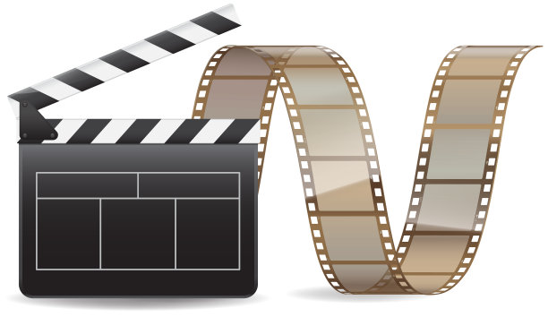 电影节日横幅与电影隔板在黑色背景。艺术和娱乐图片下载