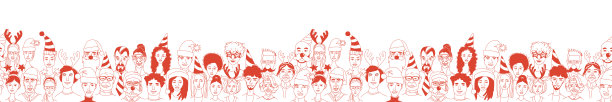圣诞新年晚会。青年、中年、老年男女老少无缝隙图案背景。图片下载