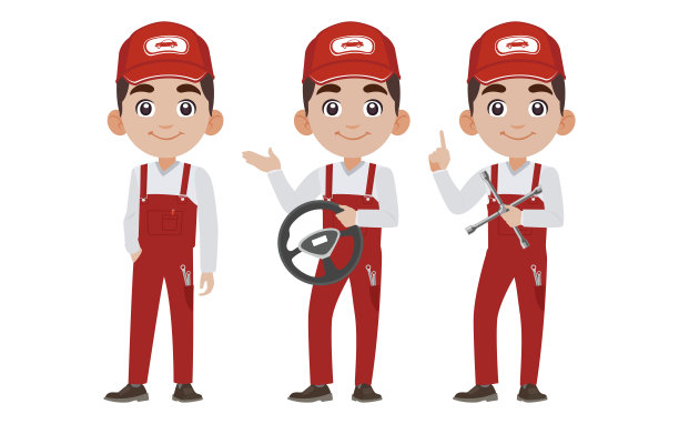 一组不同姿势的技术员图片下载