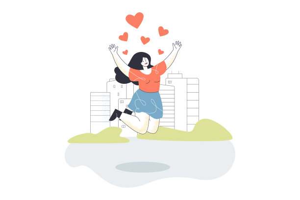 快乐的女孩在头顶跳着红心图片下载