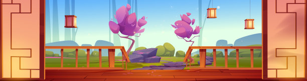 房屋木制露台在日本花园图片下载