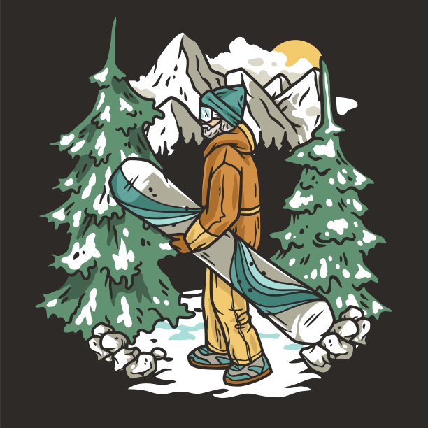 一个滑雪者从雪山上下来。冬季极限运动。关于单板滑雪的可打印打印图片下载