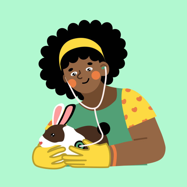 兽医和兔子。宠物的医疗护理。图片下载