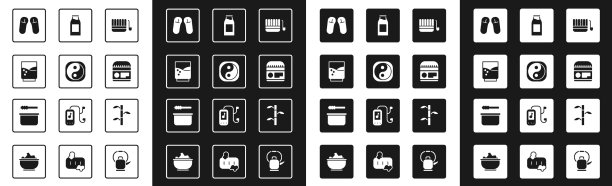 设桑拿桶和盛阴阳玻璃的大勺图片下载