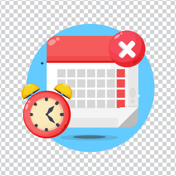 日历截止日期与时钟图标在空白背景图片下载