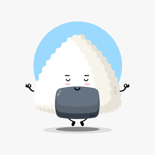 可爱的饭团人物在瑜伽姿势冥想图片下载