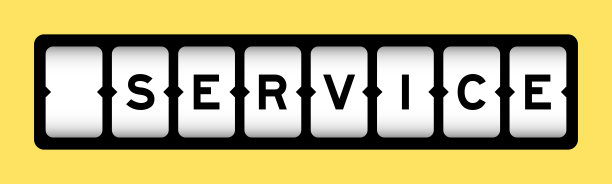 黑色在字服务槽旗帜与黄色背景图片下载
