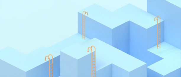 有创意的想法。”几何概念与成功和商业希望的阶梯。思想领袖和解决问题的不同方案。复制空间，数字数据，横幅3d渲染图片下载