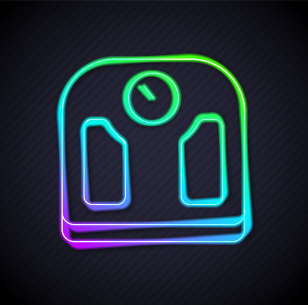 发光的霓虹灯线浴室秤图标孤立上图片下载