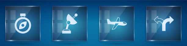 设置罗盘、雷达、飞机和道路交通标志图片下载