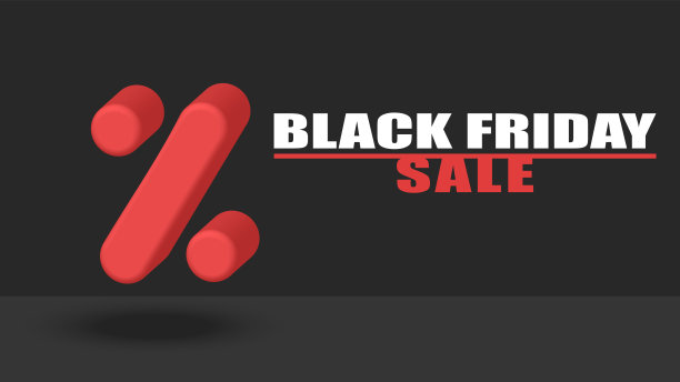 黑色星期五文字和等距3d百分比标志海报背景，特别促销横幅模型。图片下载