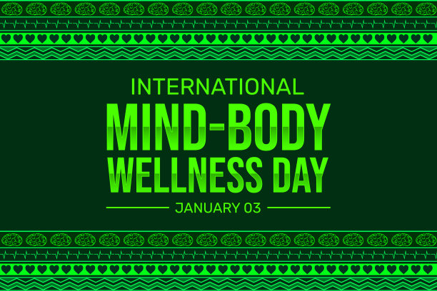 国际身心健康日墙纸，健康绿色，传统边框设计。身心健康日背景图片下载