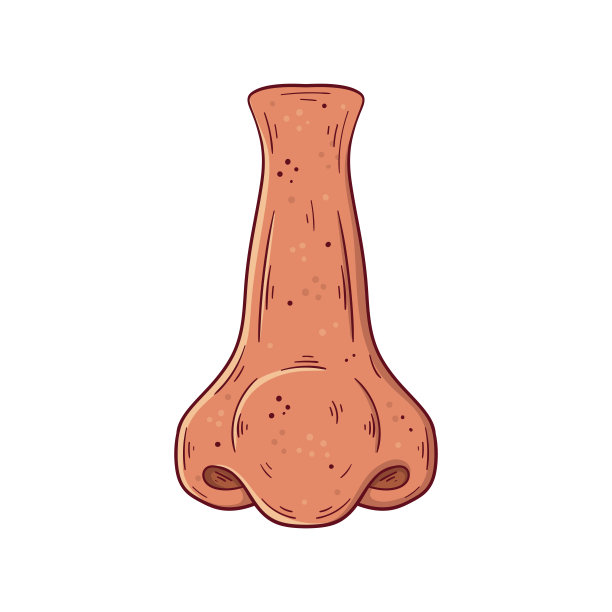 人鼻子手绘卡通简单矢量插图。图片下载