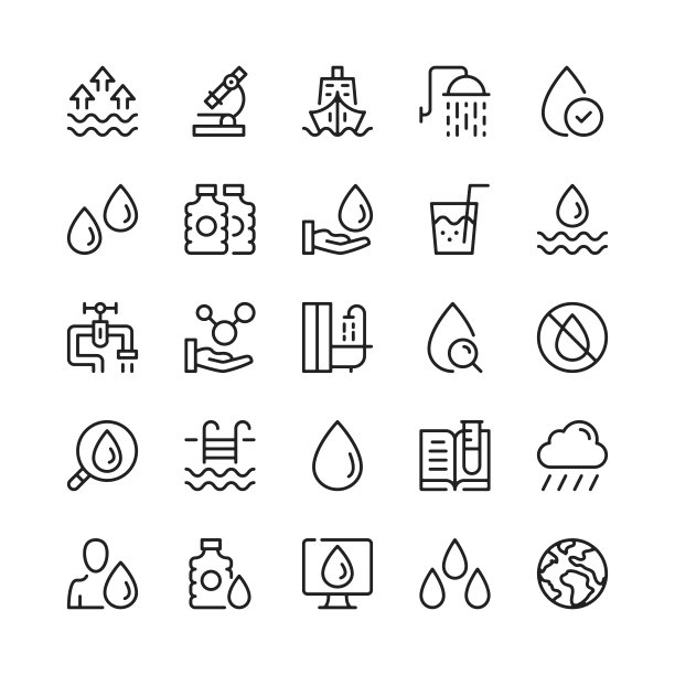 水线图标。大纲符号。矢量线图标集图片下载