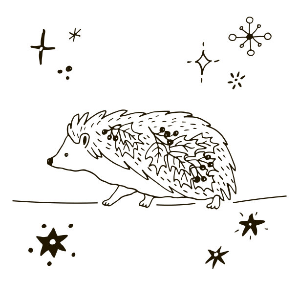 森林动物刺猬矢量插图海报。图片下载