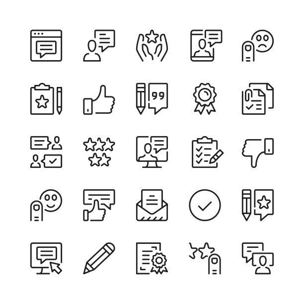 推荐图标。大纲符号。矢量线图标集图片下载