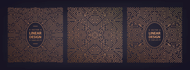 矢量装饰艺术套框架，抽象几何设计模板的奢侈品。几何的金色方形线背景。用于包装，品牌，装饰，标语牌，横幅，传单。图片下载