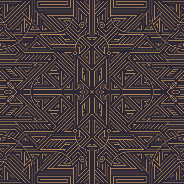 矢量艺术装饰金黑色无缝模式。几何线复古主题。典雅豪华的设计为壁纸印刷，包装，包装纸，包装，结婚礼物。图片下载