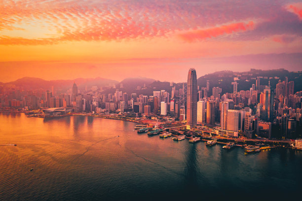 香港——中国维多利亚港的日落图片下载