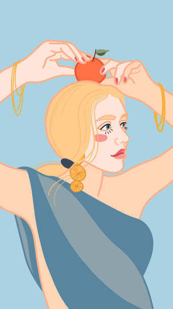 一个金发女孩，穿着一件垂着的裙子图片下载