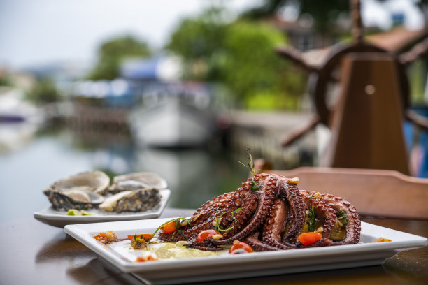 在巴西圣卡塔琳娜的弗洛里亚诺波利斯，一家餐厅的餐盘图片下载