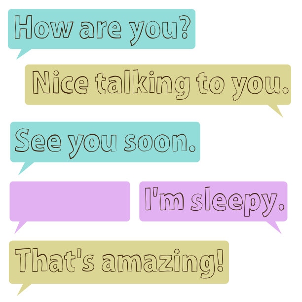 语音气泡图标插图与问候语和文字图片下载