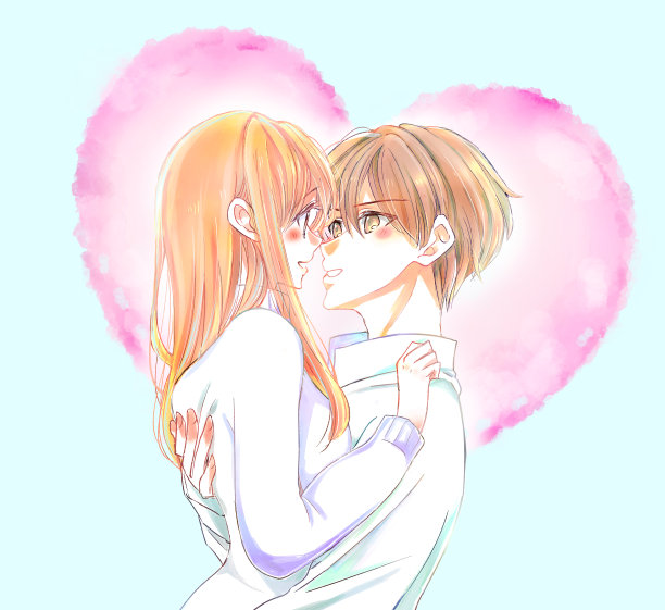 男人和女人面对面拥抱图片下载