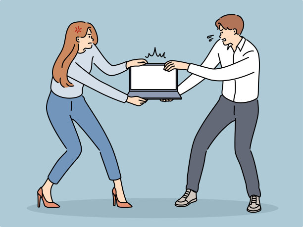 愤怒的商人争夺电脑图片下载