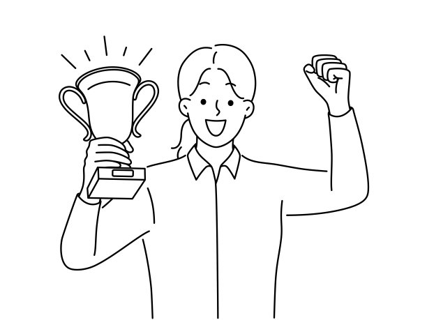 兴奋的女子用金奖庆祝获奖图片下载